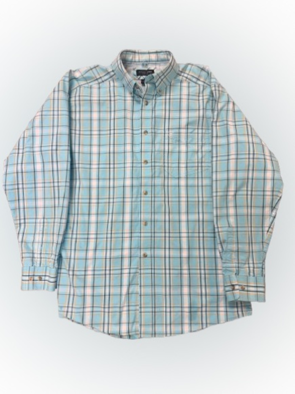Ariat Pro Series Men’s Large Plaid Button Down Shirt Blue Western Long Sleeve
